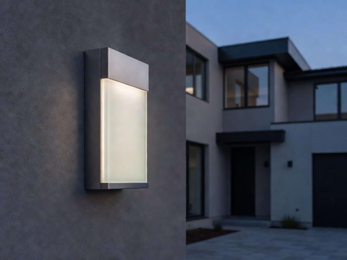 Modern exterior light fixture installed as an upgrade on a property